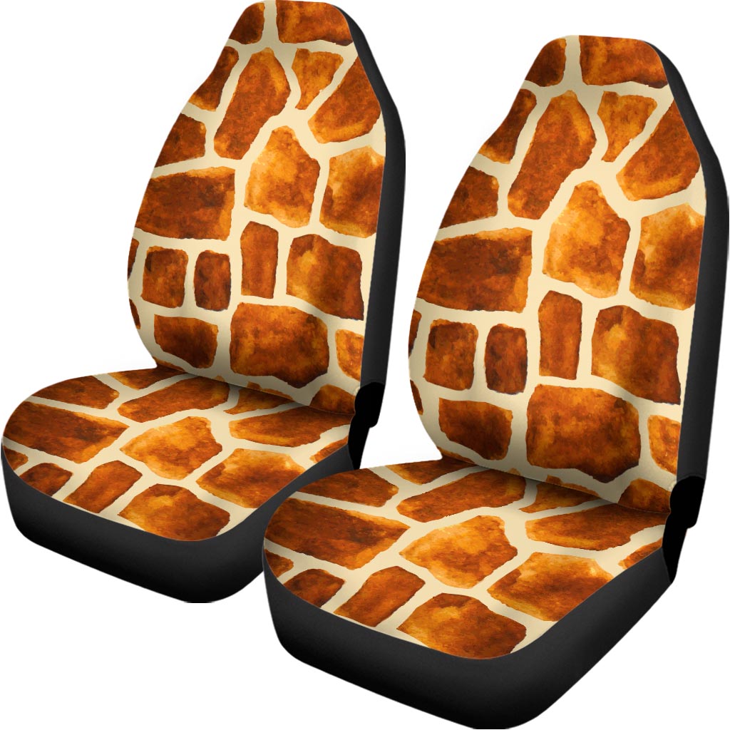 Brown Watercolor Giraffe Pattern Print Universal Fit Car Seat Covers