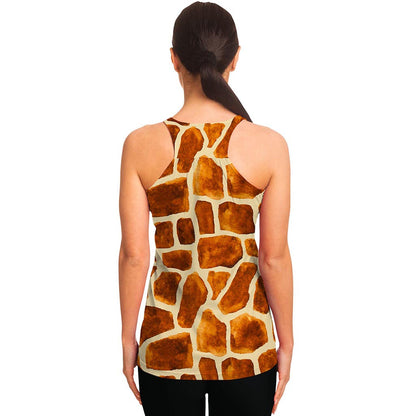 Brown Watercolor Giraffe Pattern Print Women's Racerback Tank Top