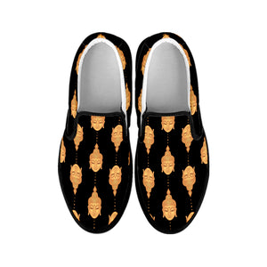 Buddha Pattern Print Black Slip On Shoes