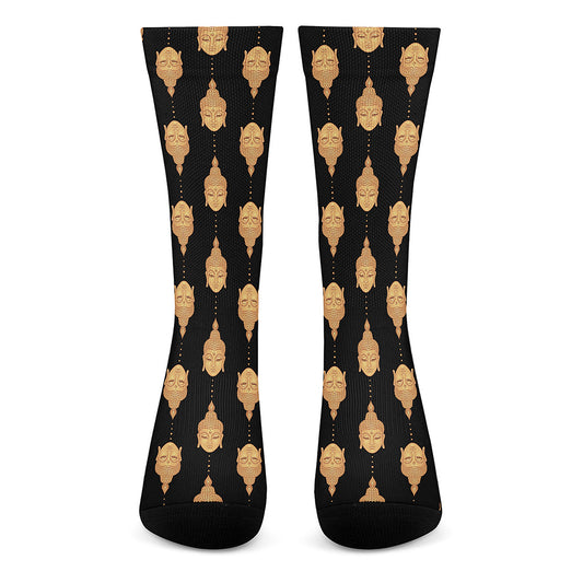 Buddha Pattern Print Crew Socks
