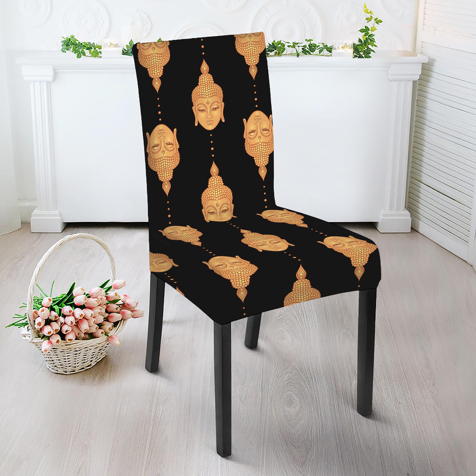 Buddha Pattern Print Dining Chair Slipcover