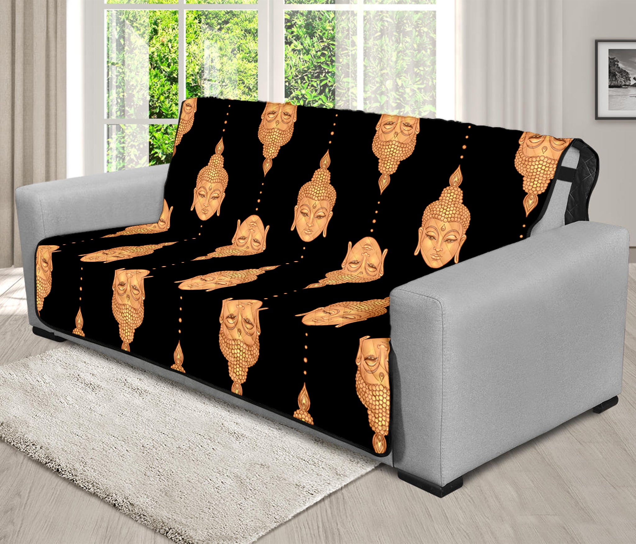 Buddha Pattern Print Futon Protector