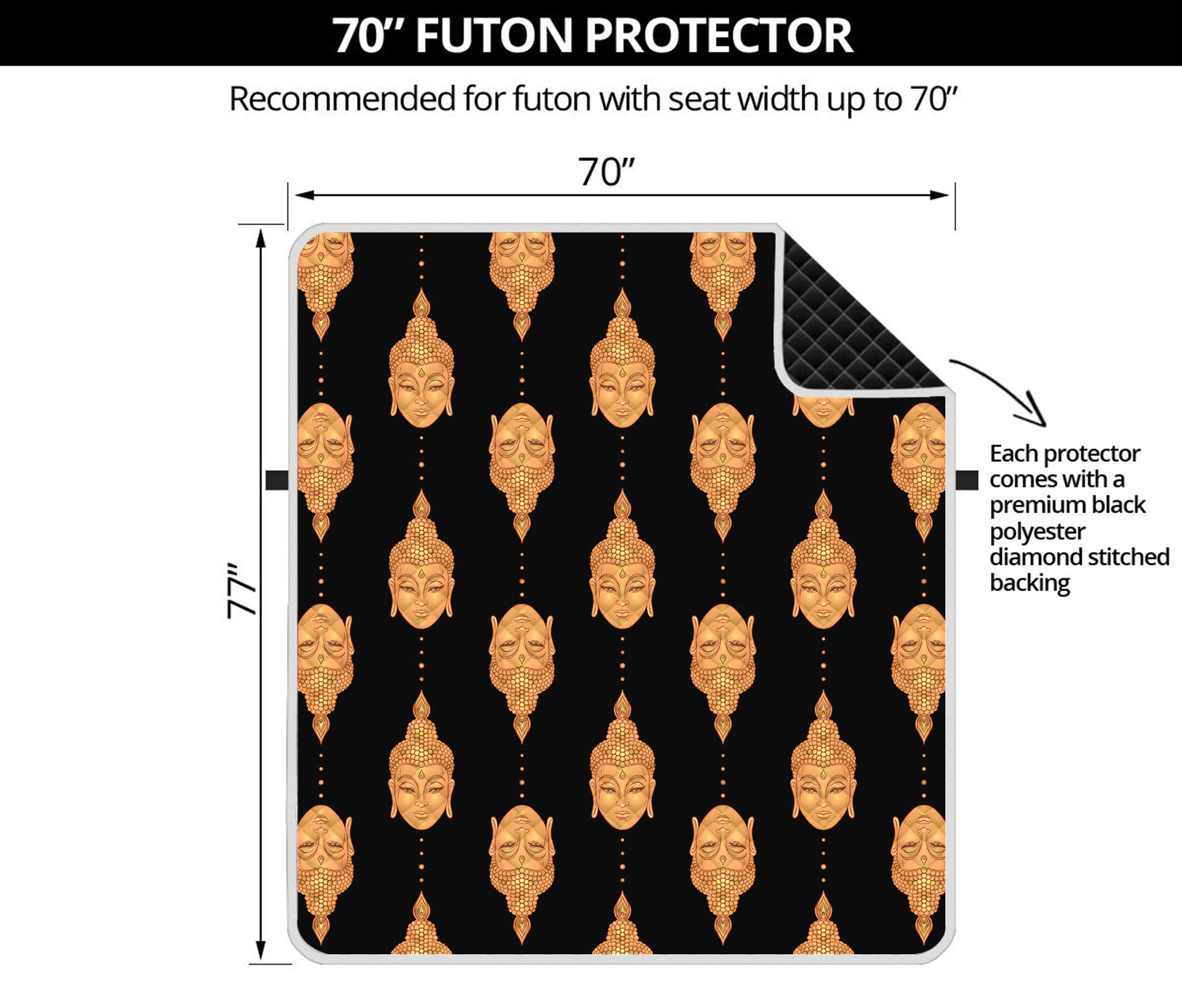 Buddha Pattern Print Futon Protector