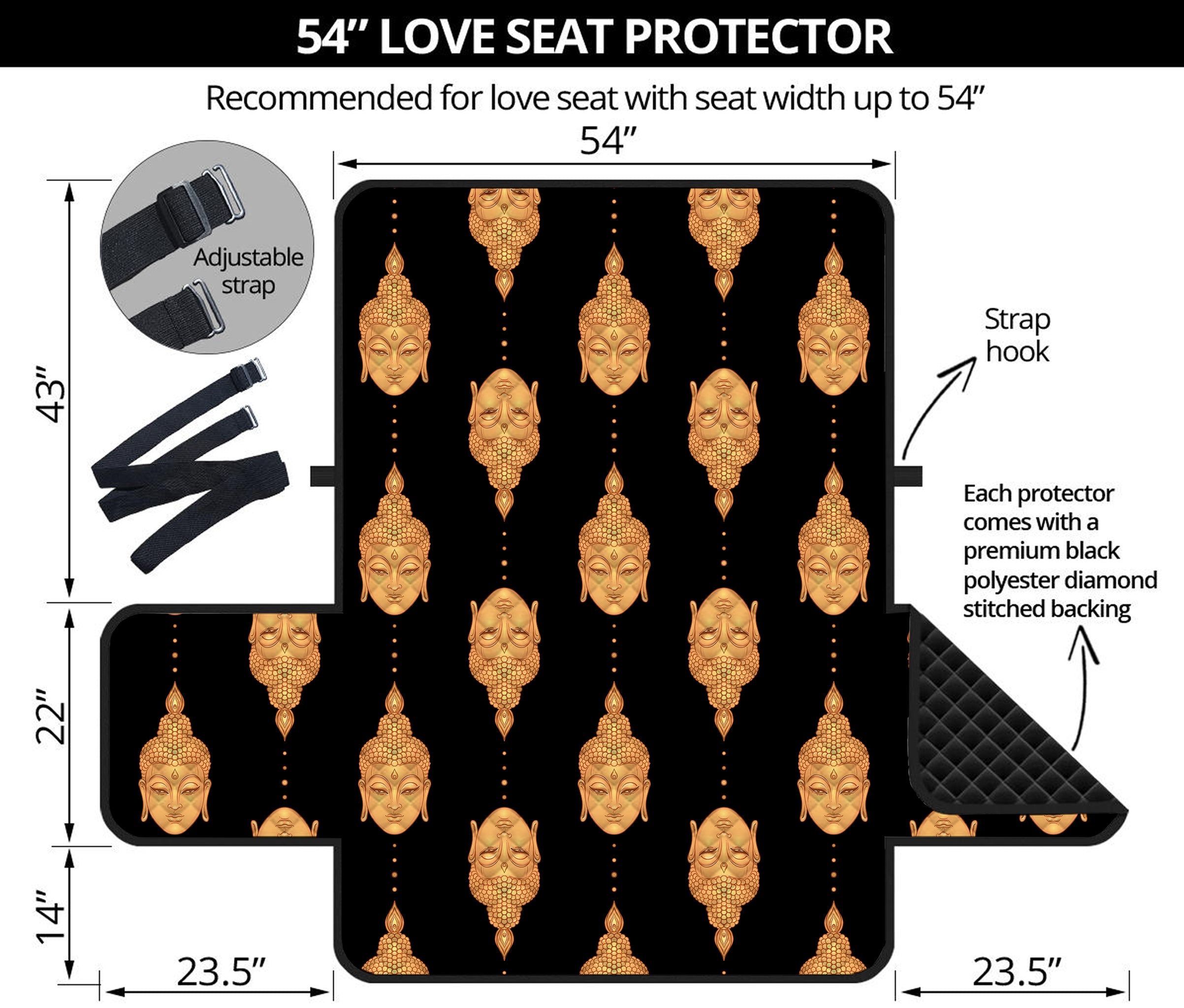 Buddha Pattern Print Loveseat Protector