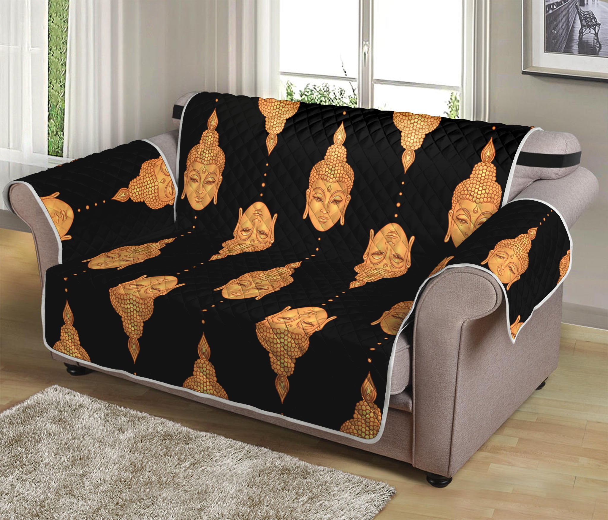 Buddha Pattern Print Loveseat Protector