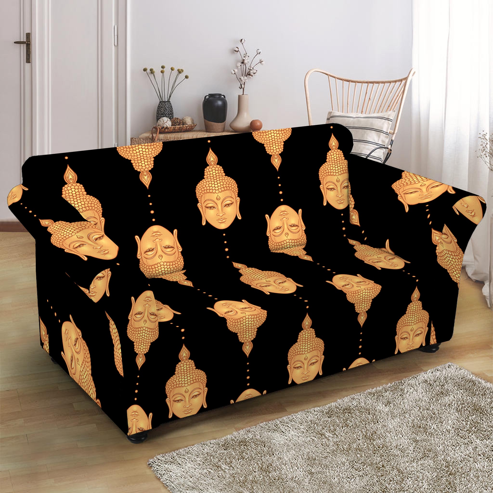 Buddha Pattern Print Loveseat Slipcover