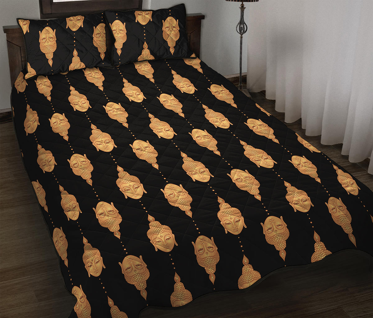 Buddha Pattern Print Quilt Bed Set