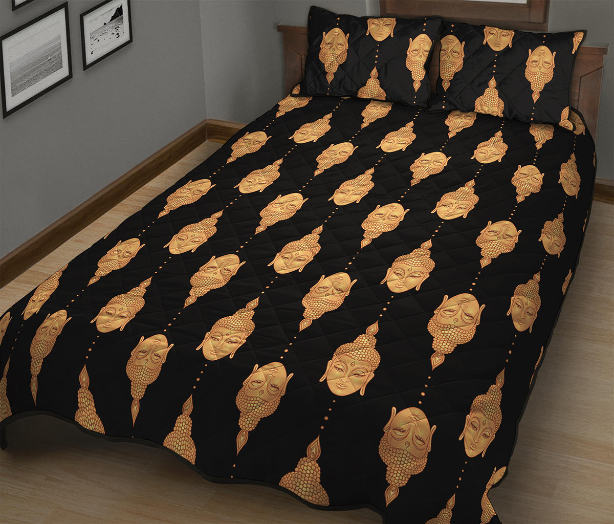 Buddha Pattern Print Quilt Bed Set