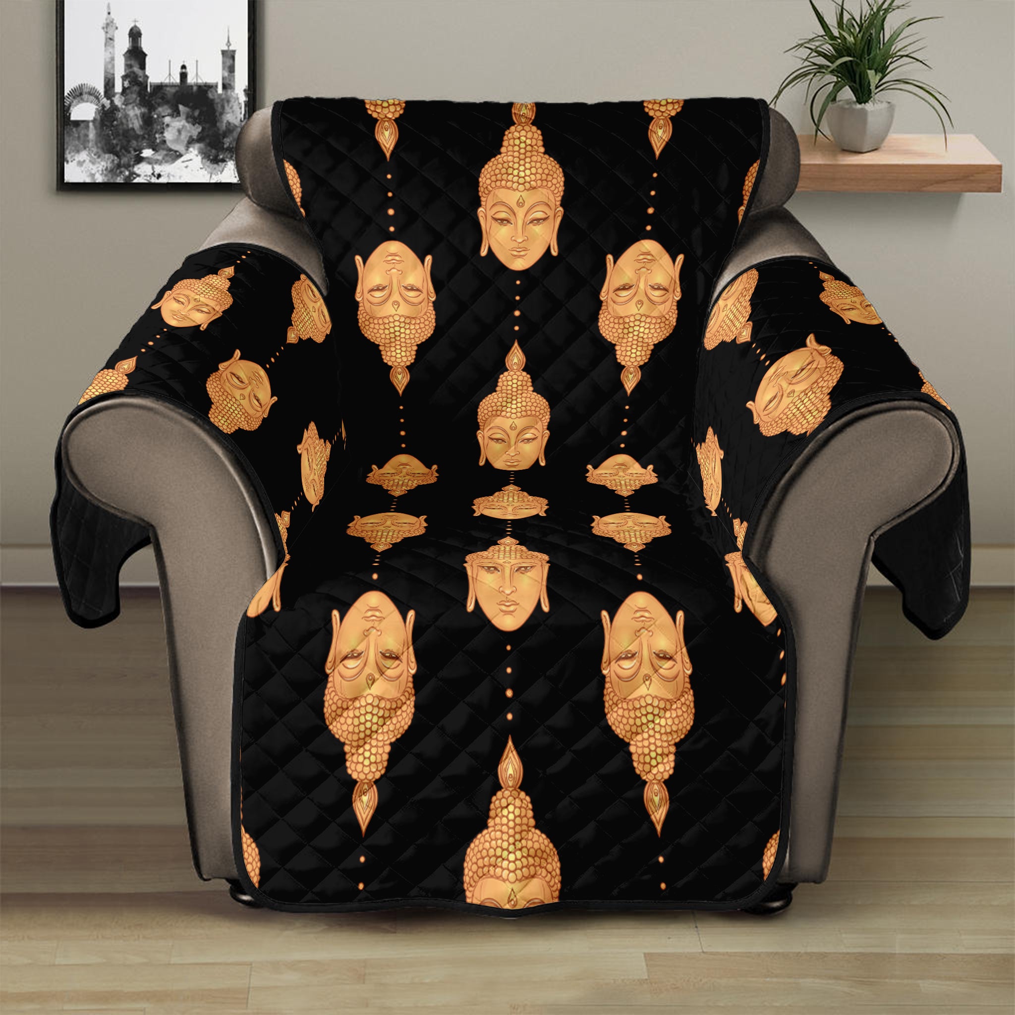 Buddha Pattern Print Recliner Protector