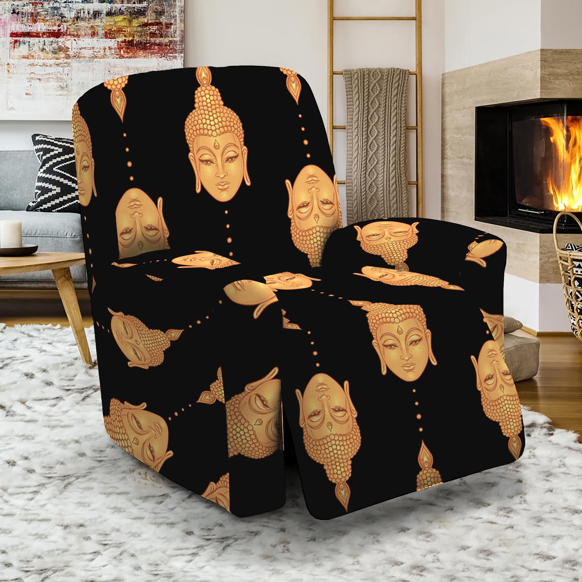 Buddha Pattern Print Recliner Slipcover