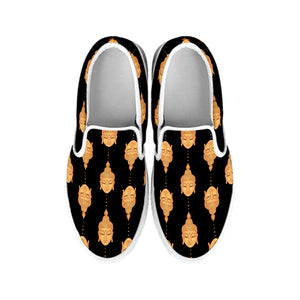 Buddha Pattern Print White Slip On Shoes