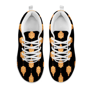 Buddha Pattern Print White Sneakers