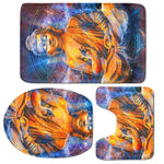 Buddha Statue Mandala Print 3 Piece Bath Mat Set