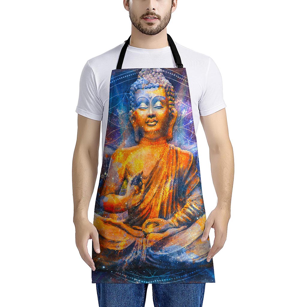 Buddha Statue Mandala Print Apron