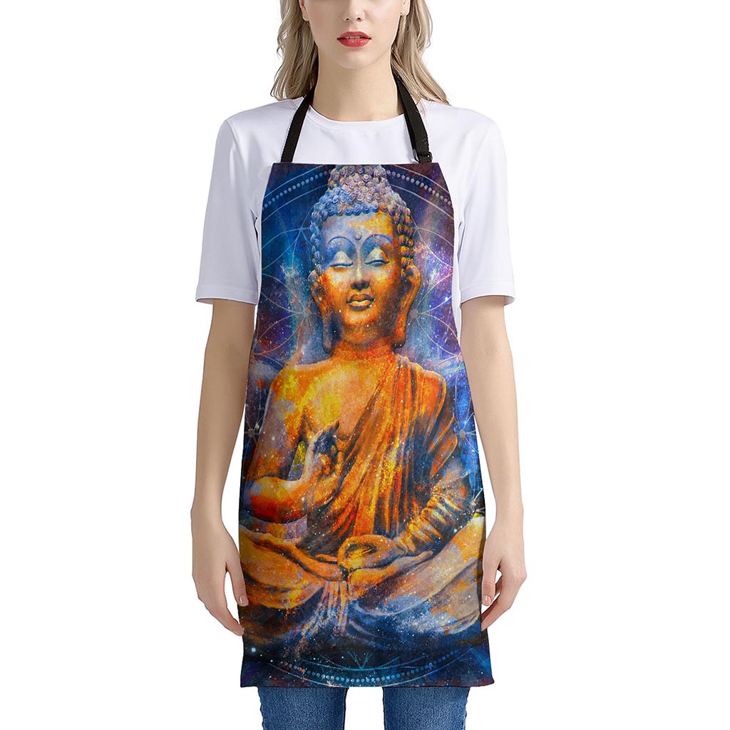 Buddha Statue Mandala Print Apron