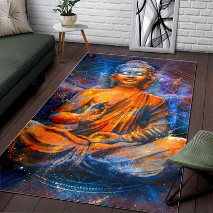 Buddha Statue Mandala Print Area Rug GearFrost