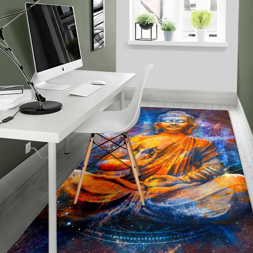 Buddha Statue Mandala Print Area Rug GearFrost