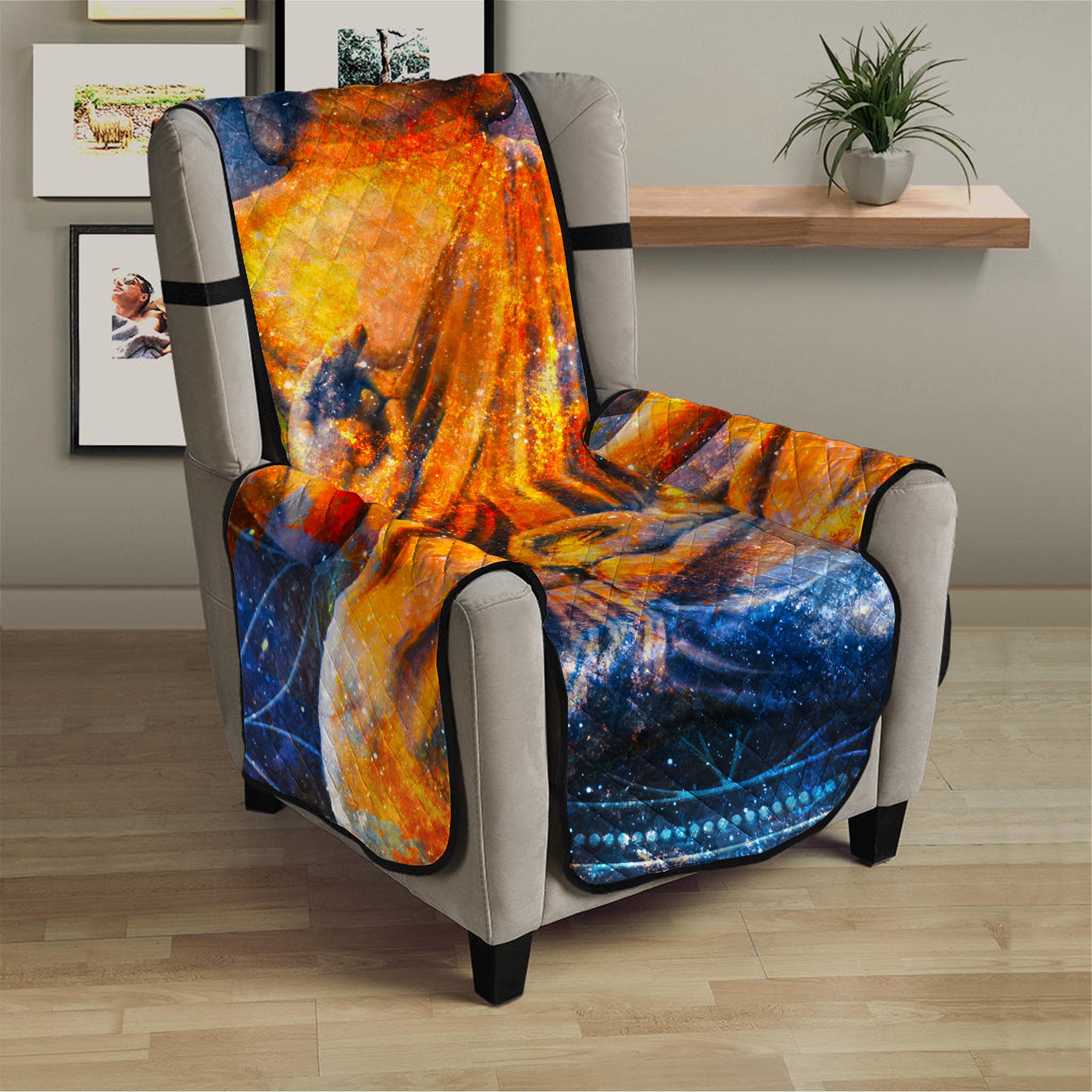 Buddha Statue Mandala Print Armchair Protector