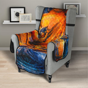 Buddha Statue Mandala Print Armchair Protector