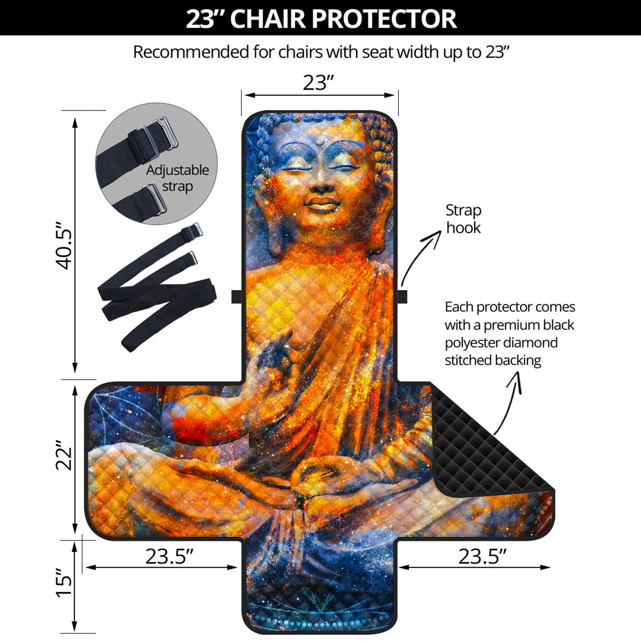 Buddha Statue Mandala Print Armchair Protector