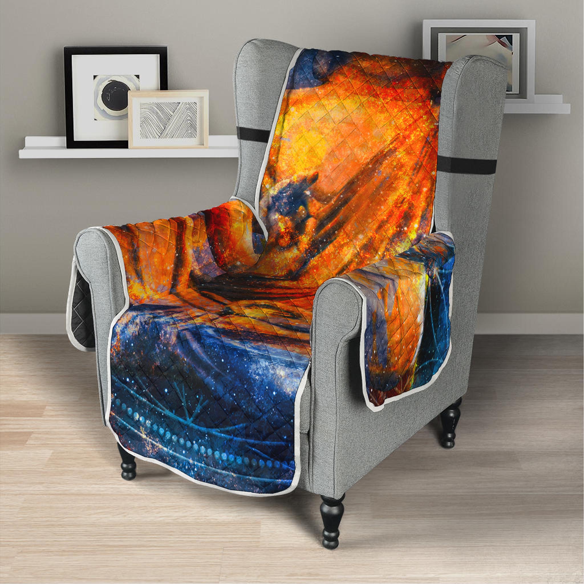 Buddha Statue Mandala Print Armchair Protector