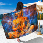 Buddha Statue Mandala Print Beach Sarong Wrap