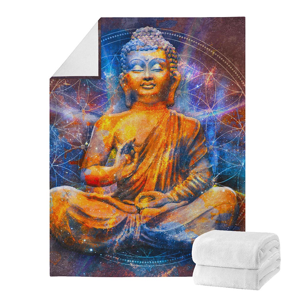 Buddha Statue Mandala Print Blanket