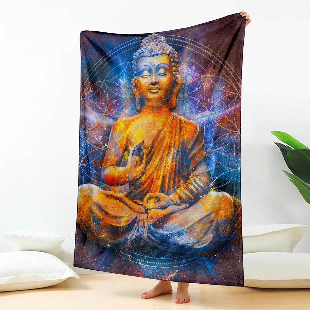 Buddha Statue Mandala Print Blanket