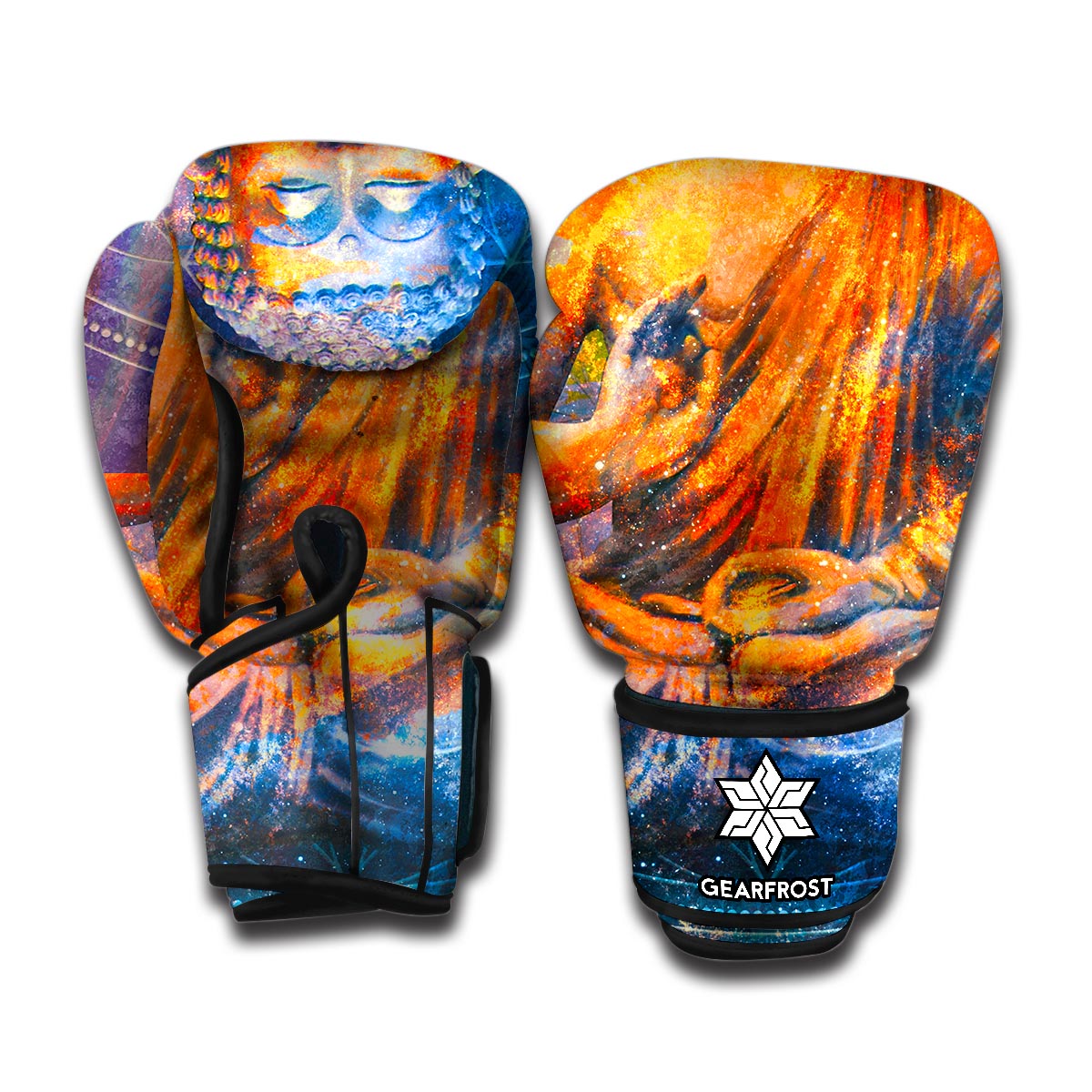 Buddha Statue Mandala Print Boxing Gloves