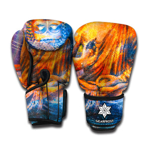 Buddha Statue Mandala Print Boxing Gloves