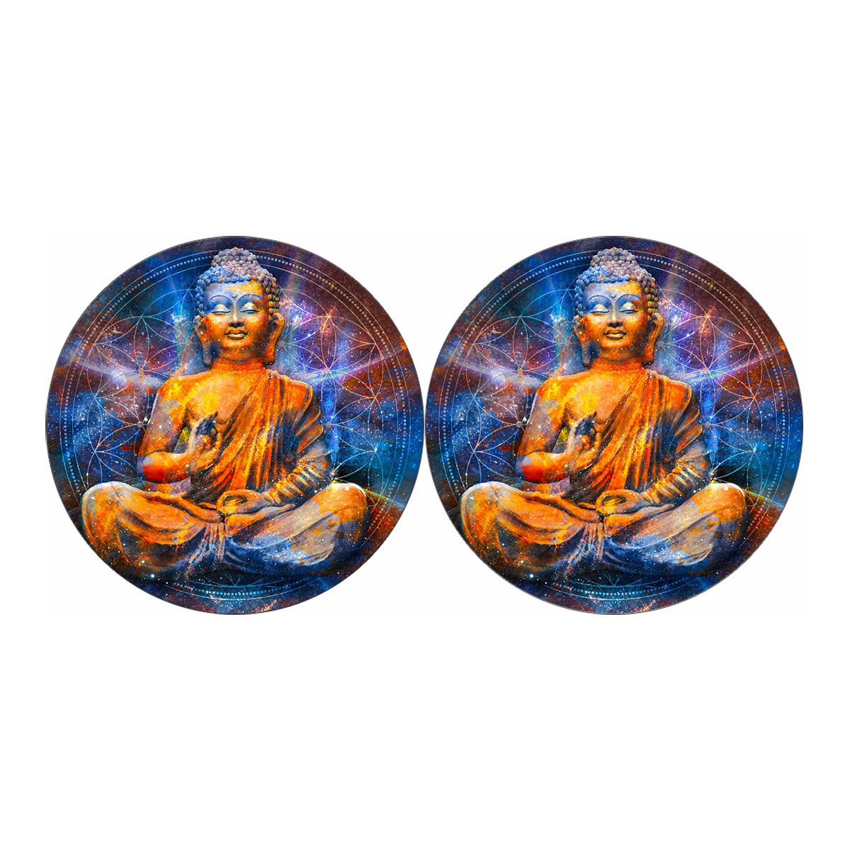 Buddha Statue Mandala Print Car Coasters