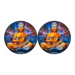 Buddha Statue Mandala Print Car Coasters