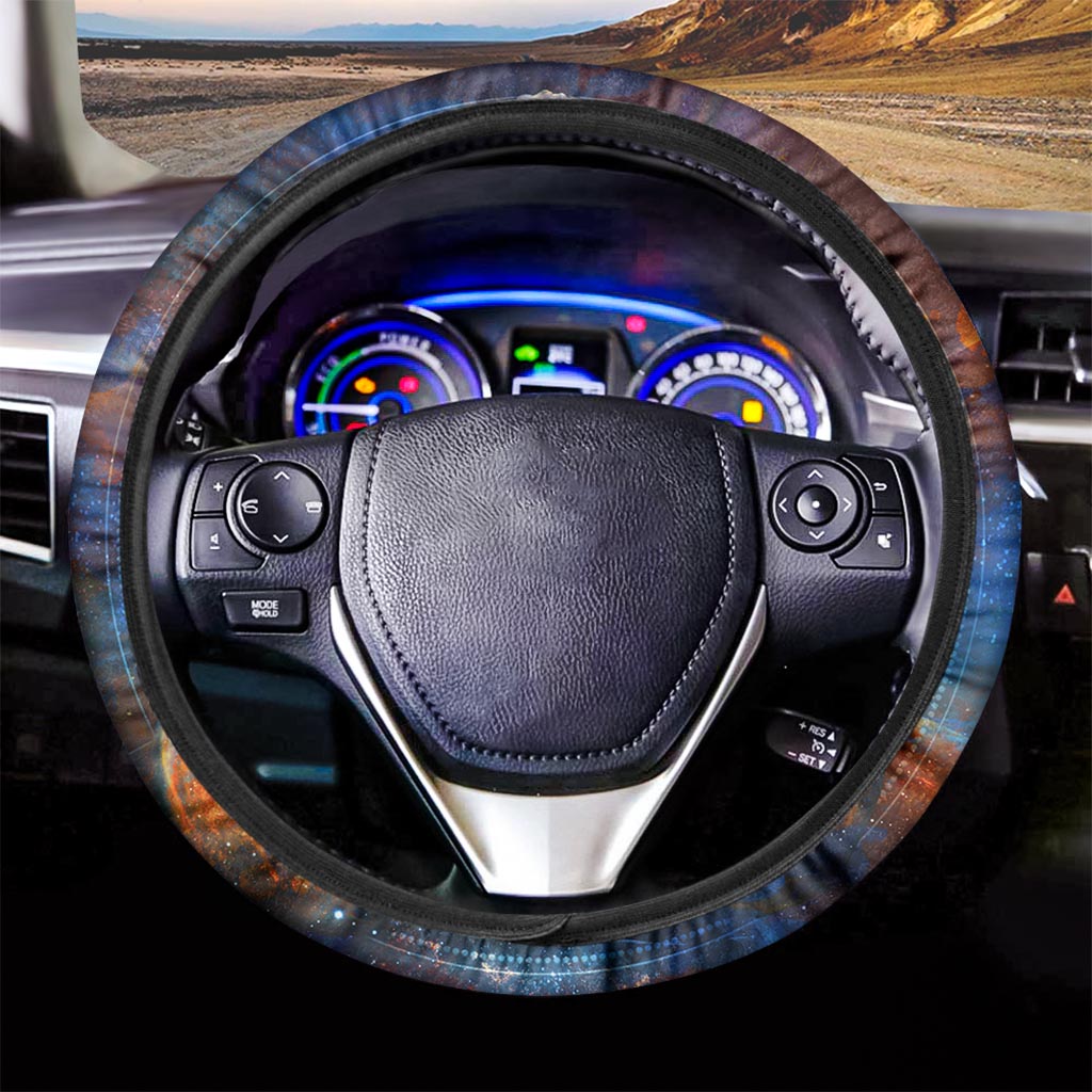 Buddha Statue Mandala Print Car Steering Wheel Cover