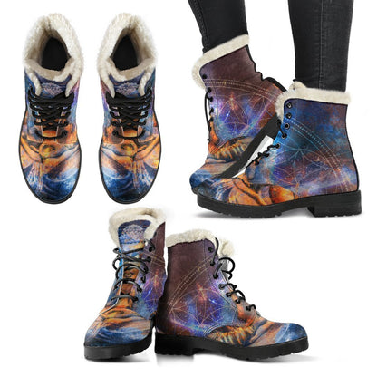 Buddha Statue Mandala Print Comfy Boots GearFrost