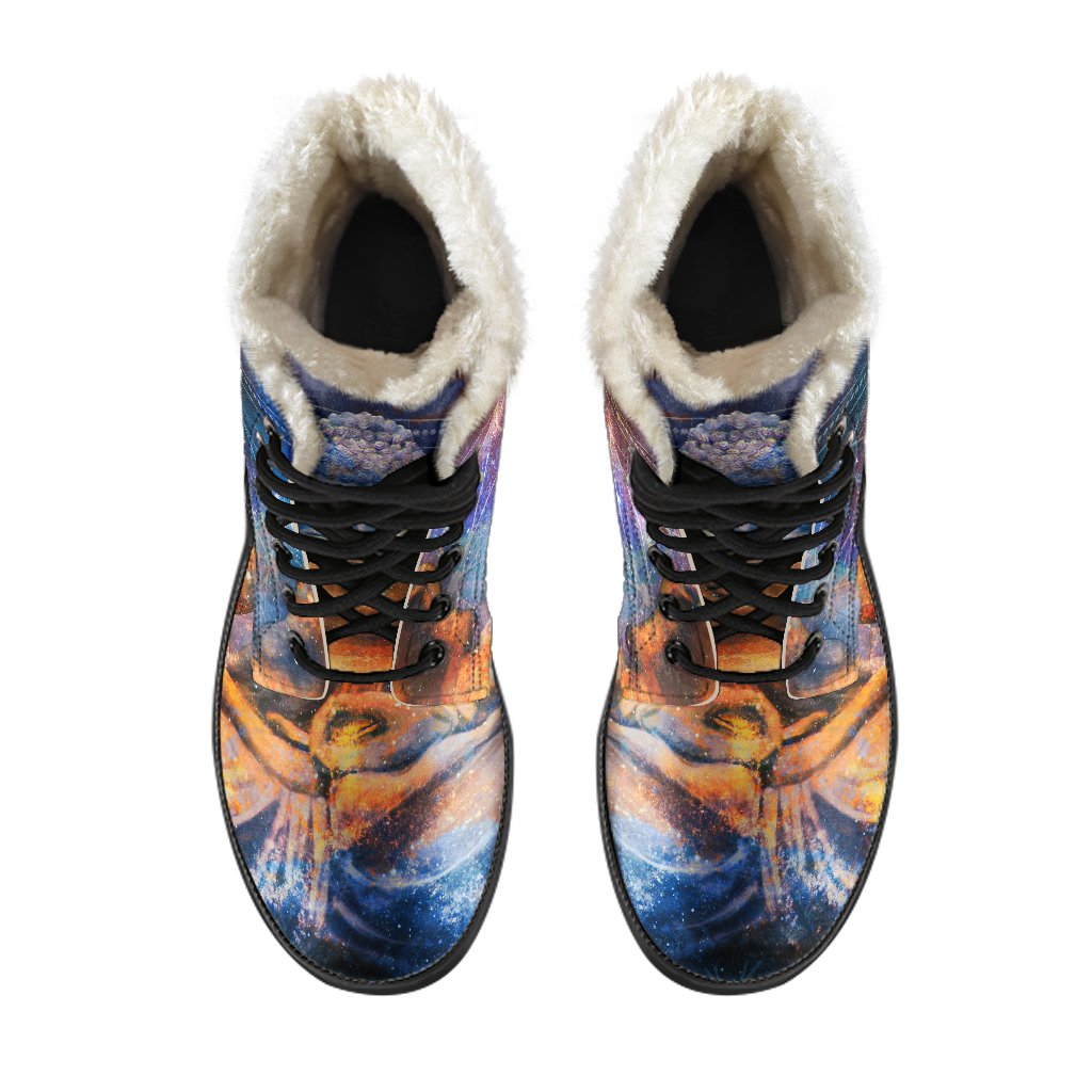 Buddha Statue Mandala Print Comfy Boots GearFrost