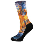 Buddha Statue Mandala Print Crew Socks