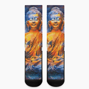 Buddha Statue Mandala Print Crew Socks