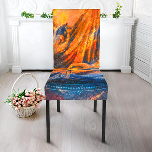 Buddha Statue Mandala Print Dining Chair Slipcover