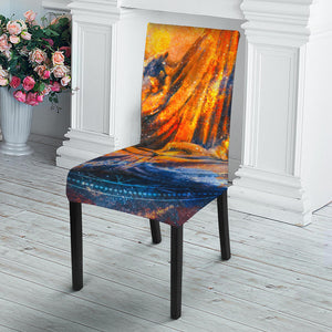 Buddha Statue Mandala Print Dining Chair Slipcover