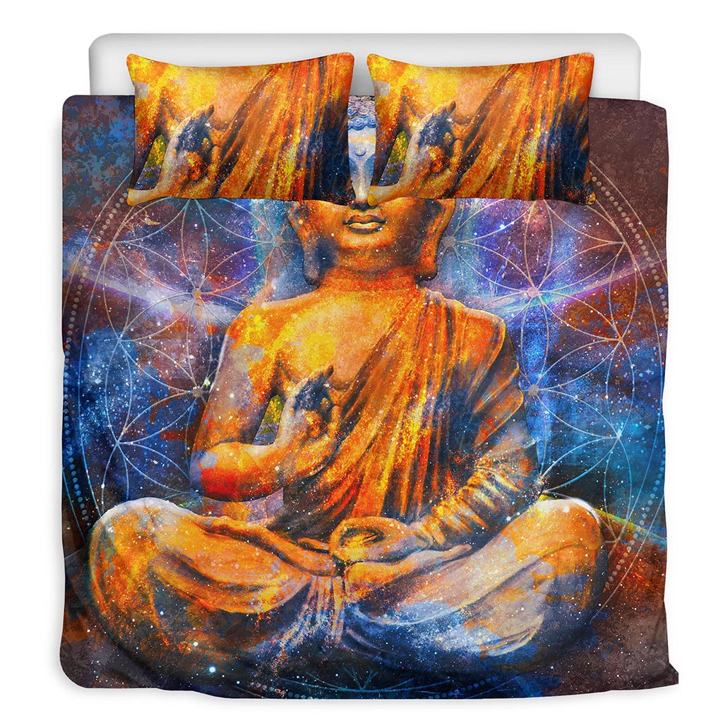 Buddha Statue Mandala Print Duvet Cover Bedding Set