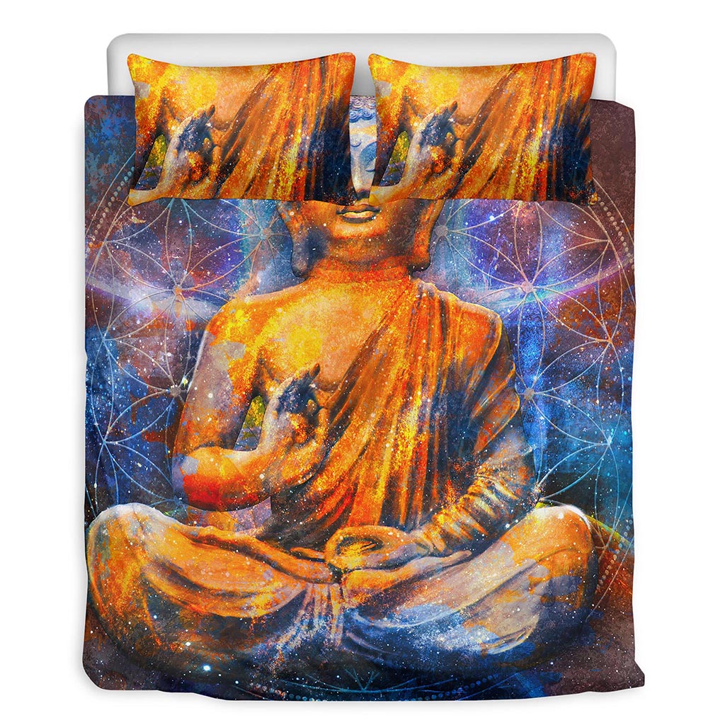 Buddha Statue Mandala Print Duvet Cover Bedding Set