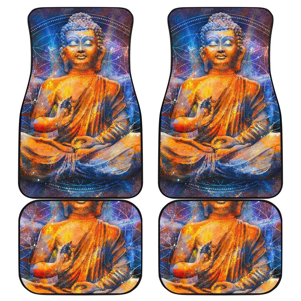 Buddha Statue Mandala Print Front and Back Car Floor Mats