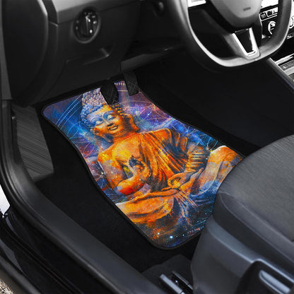 Buddha Statue Mandala Print Front and Back Car Floor Mats