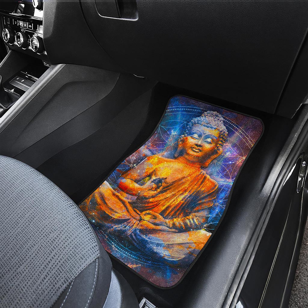 Buddha Statue Mandala Print Front and Back Car Floor Mats