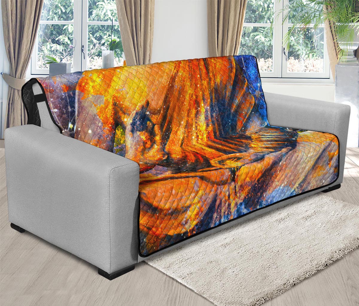 Buddha Statue Mandala Print Futon Protector