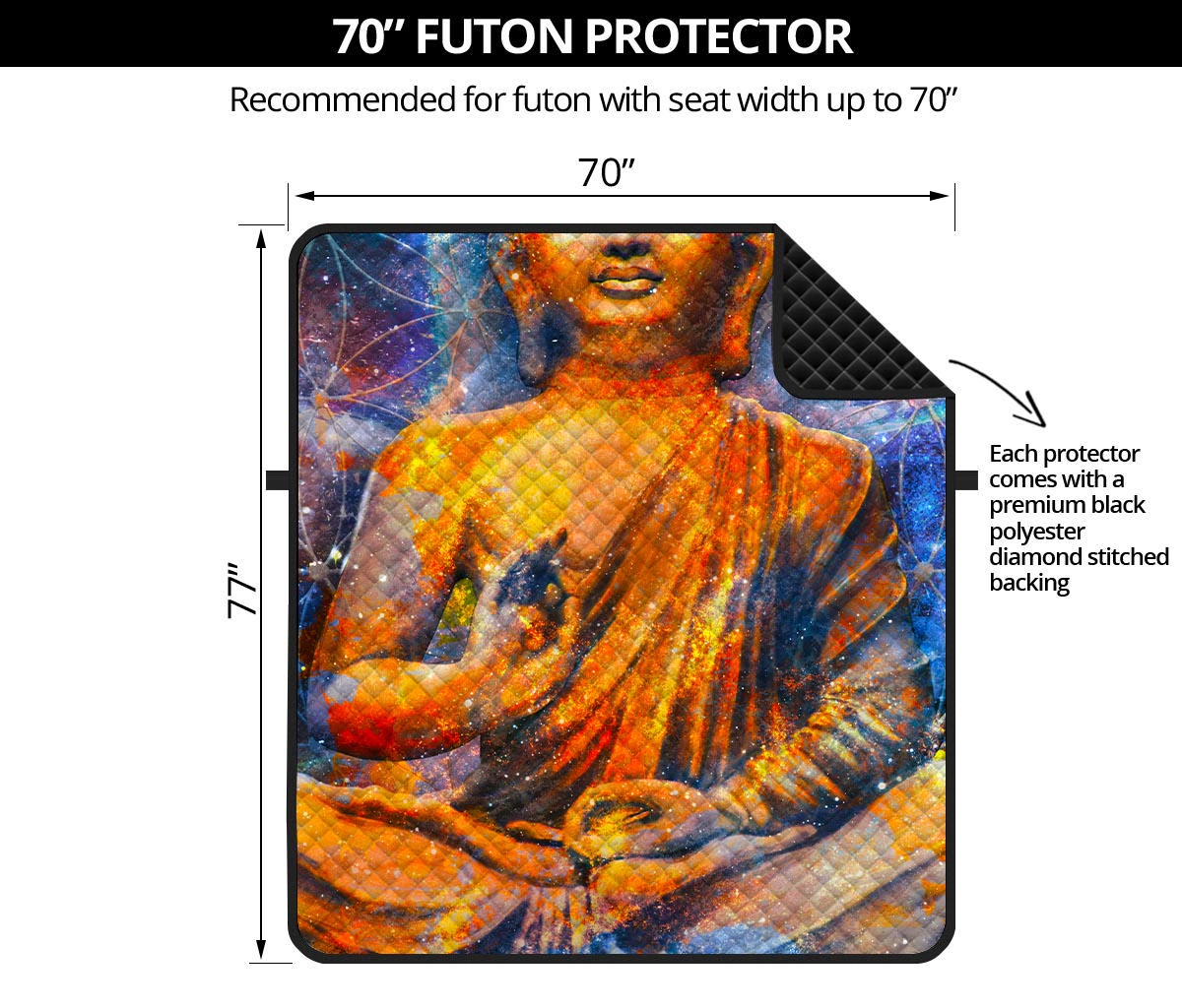 Buddha Statue Mandala Print Futon Protector