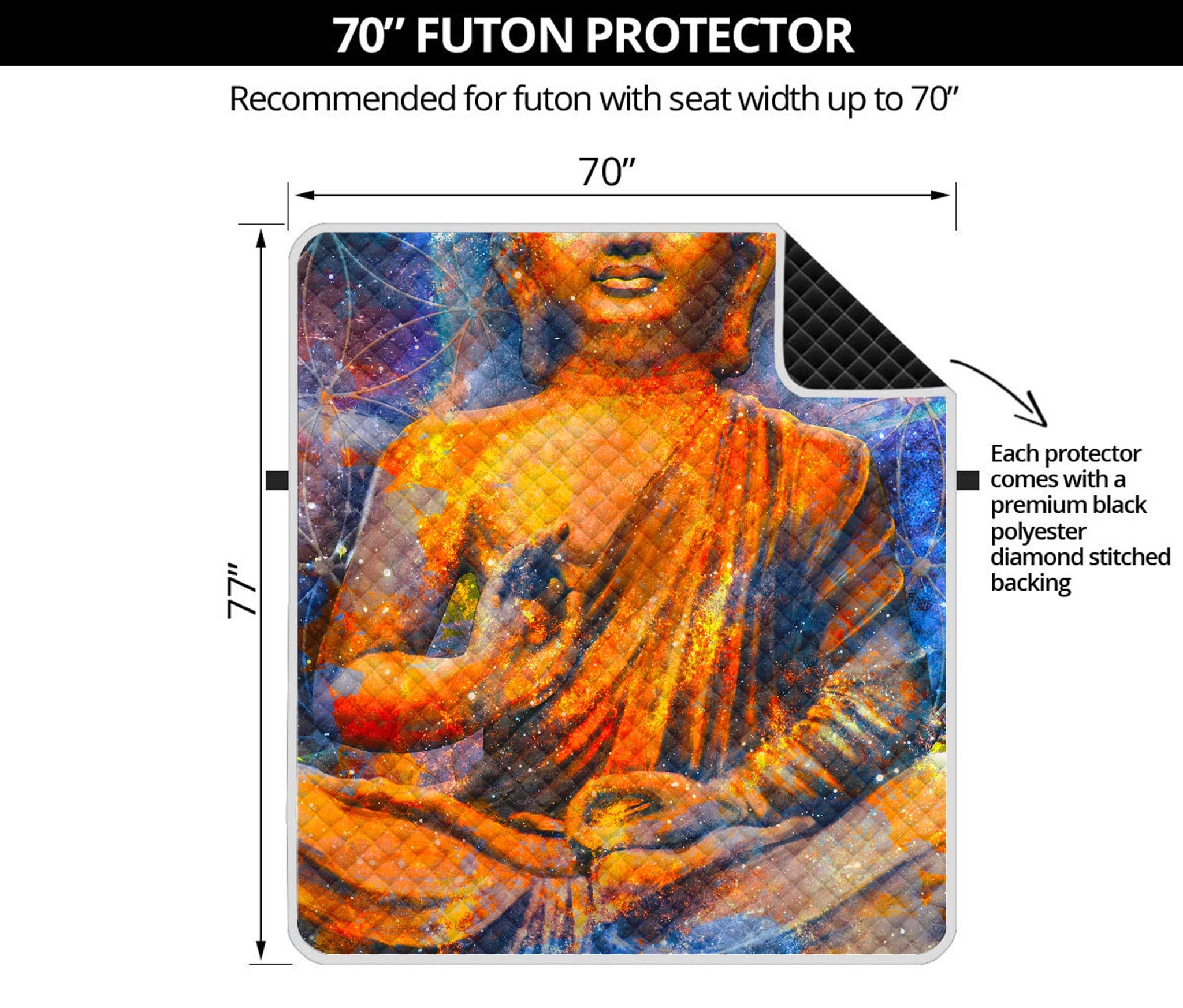 Buddha Statue Mandala Print Futon Protector