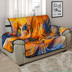 Buddha Statue Mandala Print Half Sofa Protector