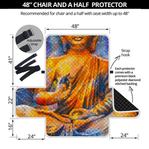 Buddha Statue Mandala Print Half Sofa Protector