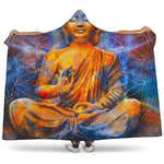 Buddha Statue Mandala Print Hooded Blanket